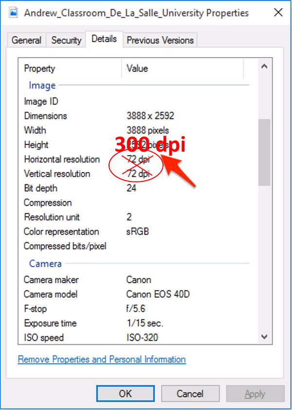 windows photo properties